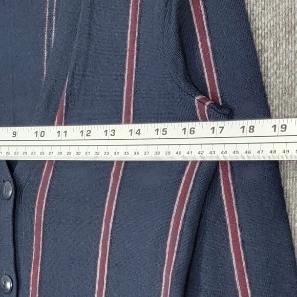 Ralph Lauren Rugby Cardigan Sweater Womens Small Blue Striped 100% Merino Wool - Picture 6 of 12
